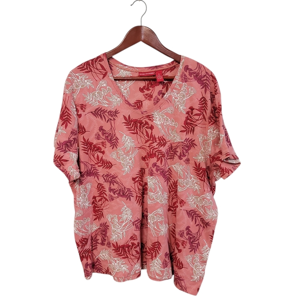 Gloria Vanderbilt Floral V-Neck Women’s Top Plus Size 3x Casual Festive